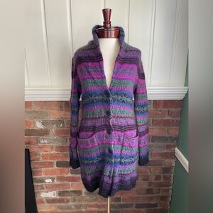 RALPH LAUREN Womens Mohair & Wool Cardigan Sweater w/Pockets, Shall Collar XS